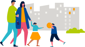 Illustration famille citadine